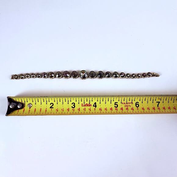 Heidi Daus AB Crystal Tennis Bracelet Gold Tone Rainbow Color Round Crystals 7” - Picture 9 of 9